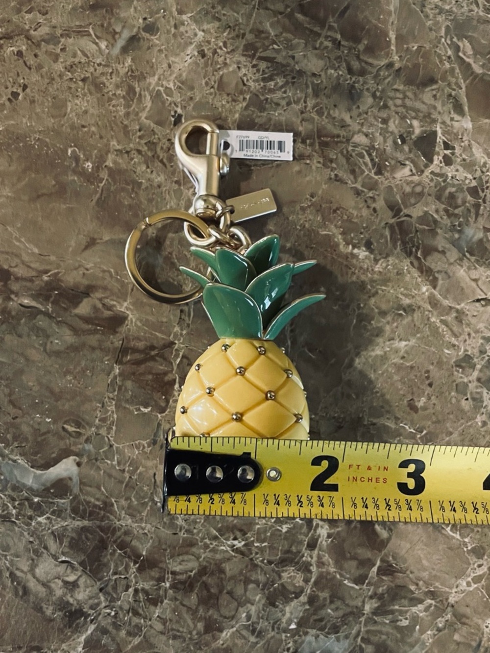 COACH Pineapple 3D Bag Charm Keychain Style No. F27699 Gold/Yellow NWT - Picture 10 of 11